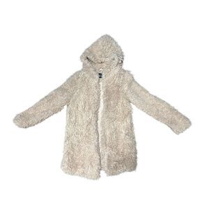 LOVE TREE, Women's Teddy Bear Faux Fur Hoodie Sweater, Tan, Small, Used